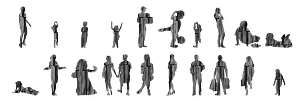 Vector Illustration Outline Silhouettes People Contour Drawing People Silhouette Icon — Stock Vector