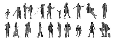 Vektör siluetleri, insanların ana hatları, Contour çizimleri, insanların siluetleri, ikon kümesi izole edilmiş, oturan insanların silueti, mimari set