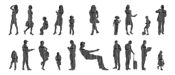 Vector Silhouettes Outline Silhouettes People Contour Drawing People Silhouette Icon — 스톡 벡터