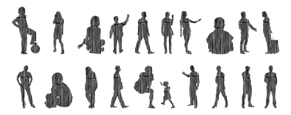 Vector Silhouettes Outline Silhouettes People Contour Drawing People Silhouette Icon — 스톡 벡터