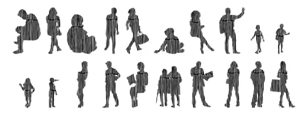 Vector Silhouettes Outline Silhouettes People Contour Drawing People Silhouette Icon — Stock Vector