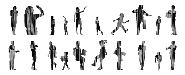 Vector Silhouettes Outline Silhouettes People Contour Drawing People Silhouette Icon — 스톡 벡터