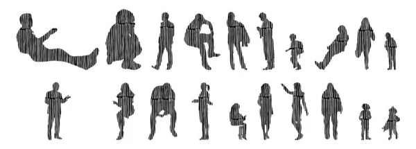 Vector Silhouettes Outline Silhouettes People Contour Drawing People Silhouette Icon — 스톡 벡터