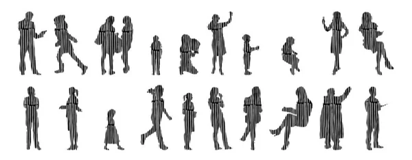 Vector Silhouettes Outline Silhouettes People Contour Drawing People Silhouette Icon — 스톡 벡터