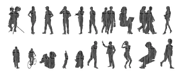 Vector Silhouettes Outline Silhouettes People Contour Drawing People Silhouette Icon — 스톡 벡터