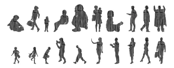 Vector Silhouettes Outline Silhouettes People Contour Drawing People Silhouette Icon — Stock Vector