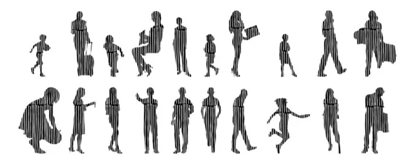 Vector Silhouettes Outline Silhouettes People Contour Drawing People Silhouette Icon — Stock Vector