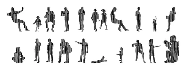 Silhouettes Vectorielles Silhouettes Esquissées Personnes Dessin Contour Silhouette Personnes Icône — Image vectorielle