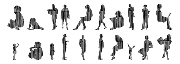 Vector Silhouettes Outline Silhouettes People Contour Drawing People Silhouette Icon — 스톡 벡터