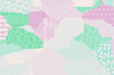 Soyut siyah konturlar, el vektör desen çizdi. Geometrik tarzı Retro soyut desen. Soyut çok renkli geometrik desen.