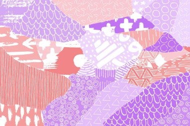 Soyut siyah konturlar, el vektör desen çizdi. Geometrik tarzı Retro soyut desen. Soyut çok renkli geometrik desen.