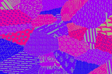 Soyut siyah konturlar, el vektör desen çizdi. Geometrik tarzı Retro soyut desen. Soyut çok renkli geometrik desen.