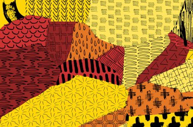 Soyut siyah konturlar, el vektör desen çizdi. Geometrik tarzı Retro soyut desen. Soyut çok renkli geometrik desen.