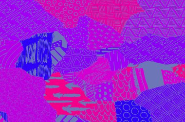 Soyut siyah konturlar, el vektör desen çizdi. Geometrik tarzı Retro soyut desen. Soyut çok renkli geometrik desen.