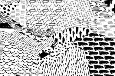 Soyut siyah konturlar, el vektör desen çizdi. Geometrik tarzı Retro soyut desen. Soyut çok renkli geometrik desen.