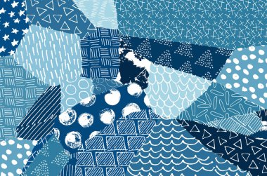 Soyut siyah konturlar, el vektör desen çizdi. Geometrik tarzı Retro soyut desen. Soyut çok renkli geometrik desen.