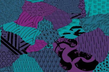 Soyut siyah konturlar, el vektör desen çizdi. Geometrik tarzı Retro soyut desen. Soyut çok renkli geometrik desen.