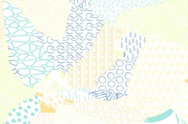 Soyut siyah konturlar, el vektör desen çizdi. Geometrik tarzı Retro soyut desen. Soyut çok renkli geometrik desen.