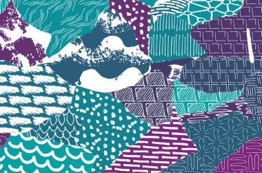 Soyut siyah konturlar, el vektör desen çizdi. Geometrik tarzı Retro soyut desen. Soyut çok renkli geometrik desen.