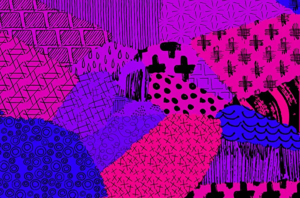 Soyut siyah konturlar, el vektör desen çizdi. Geometrik tarzı Retro soyut desen. Soyut çok renkli geometrik desen.