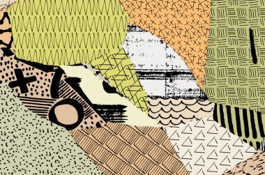 Soyut siyah konturlar, el vektör desen çizdi. Geometrik tarzı Retro soyut desen. Soyut çok renkli geometrik desen.