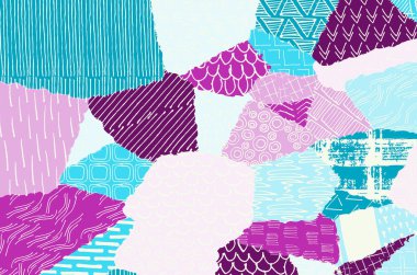 Soyut siyah konturlar, el vektör desen çizdi. Geometrik tarzı Retro soyut desen. Soyut çok renkli geometrik desen.