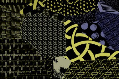 Soyut siyah konturlar, el vektör desen çizdi. Geometrik tarzı Retro soyut desen. Soyut çok renkli geometrik desen.