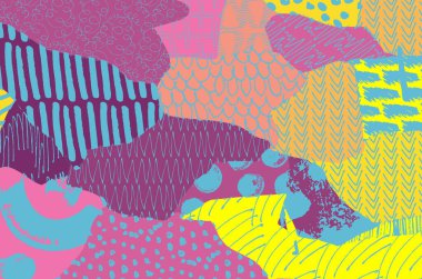 Soyut siyah konturlar, el vektör desen çizdi. Geometrik tarzı Retro soyut desen. Soyut çok renkli geometrik desen.