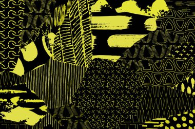 Soyut siyah konturlar, el vektör desen çizdi. Geometrik tarzı Retro soyut desen. Soyut çok renkli geometrik desen.