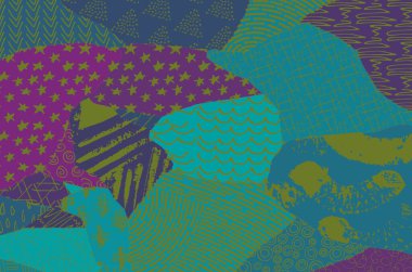 Soyut siyah konturlar, el vektör desen çizdi. Geometrik tarzı Retro soyut desen. Soyut çok renkli geometrik desen.