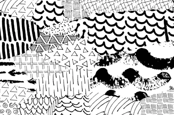 Soyut siyah konturlar, el vektör desen çizdi. Geometrik tarzı Retro soyut desen. Soyut çok renkli geometrik desen.