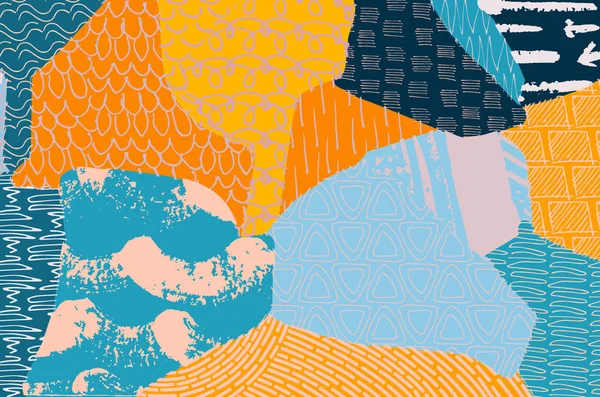 Soyut siyah konturlar, el vektör desen çizdi. Geometrik tarzı Retro soyut desen. Soyut çok renkli geometrik desen.