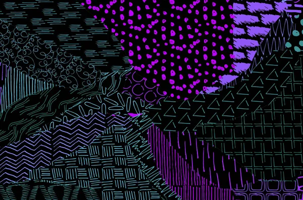 Soyut Siyah Konturlar Vektör Desen Çizdi Geometrik Tarzı Retro Soyut — Stok Vektör