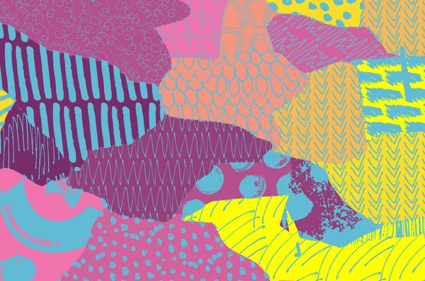 Soyut siyah konturlar, el vektör desen çizdi. Geometrik tarzı Retro soyut desen. Soyut çok renkli geometrik desen.