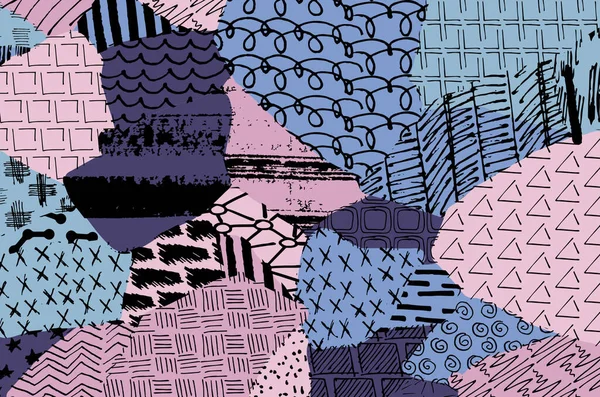 Soyut siyah konturlar, el vektör desen çizdi. Geometrik tarzı Retro soyut desen. Soyut çok renkli geometrik desen.