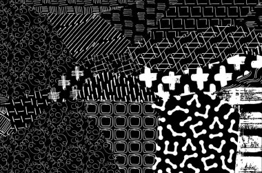 Soyut siyah konturlar, el vektör desen çizdi. Geometrik tarzı Retro soyut desen. Soyut çok renkli geometrik desen.