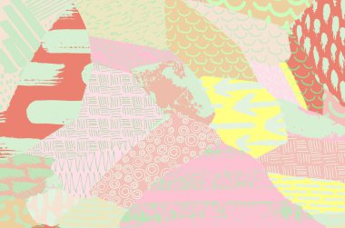 Soyut siyah konturlar, el vektör desen çizdi. Geometrik tarzı Retro soyut desen. Soyut çok renkli geometrik desen.