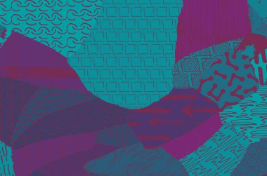 Soyut siyah konturlar, el vektör desen çizdi. Geometrik tarzı Retro soyut desen. Soyut çok renkli geometrik desen.