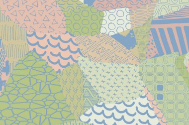 Soyut siyah konturlar, el vektör desen çizdi. Geometrik tarzı Retro soyut desen. Soyut çok renkli geometrik desen.