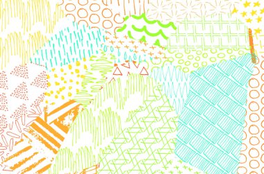 Soyut siyah konturlar, el vektör desen çizdi. Geometrik tarzı Retro soyut desen. Soyut çok renkli geometrik desen.