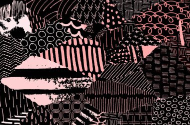 Vektör deseni. Fırça darbeleriyle soyut arkaplan. Tek renkli el çizimi doku. Modern grafik tasarımı. El çizimi çizgili..