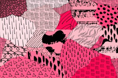 Vektör deseni. Fırça darbeleriyle soyut arkaplan. Tek renkli el çizimi doku. Modern grafik tasarımı. El çizimi çizgili..