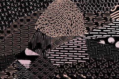 Vektör deseni. Fırça darbeleriyle soyut arkaplan. Tek renkli el çizimi doku. Modern grafik tasarımı. El çizimi çizgili..