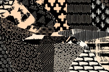 Vektör deseni. Fırça darbeleriyle soyut arkaplan. Tek renkli el çizimi doku. Modern grafik tasarımı. El çizimi çizgili..