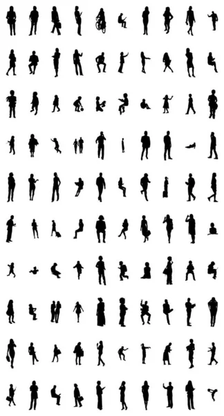 Silhouettes Vectorielles Silhouettes Esquissées Personnes Dessin Contour Silhouette Personnes Icône — Image vectorielle