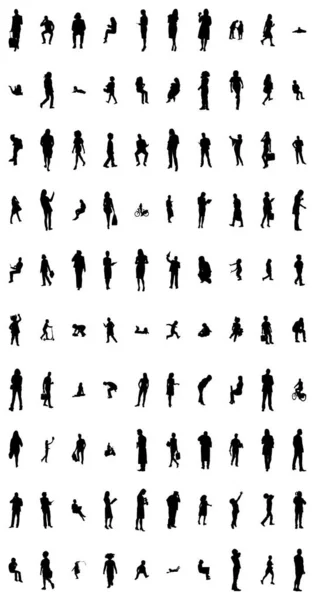 Vector Silhouettes Outline Silhouettes People Contour Drawing People Silhouette Icon — 스톡 벡터