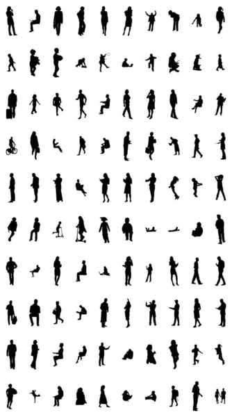 Vector Silhouettes Outline Silhouettes People Contour Drawing People Silhouette Icon — 스톡 벡터