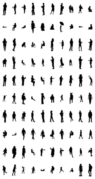 Silhouettes Vectorielles Silhouettes Esquissées Personnes Dessin Contour Silhouette Personnes Icône — Image vectorielle