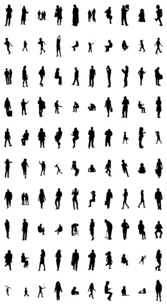 Vector Silhouettes Outline Silhouettes People Contour Drawing People Silhouette Icon — Stock Vector