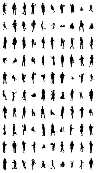 Vector Silhouettes Outline Silhouettes People Contour Drawing People Silhouette Icon — 스톡 벡터